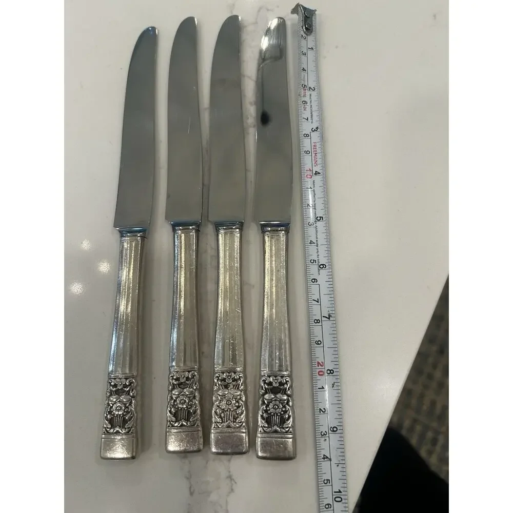 Vtg Set‎ Of 4 Oneida Community CORONATION 9.5” Dinner Knives Silverplate 1936
